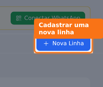 O botão Nova Linha fica no canto superior direito da tela, ao lado do título Linhas Próprias