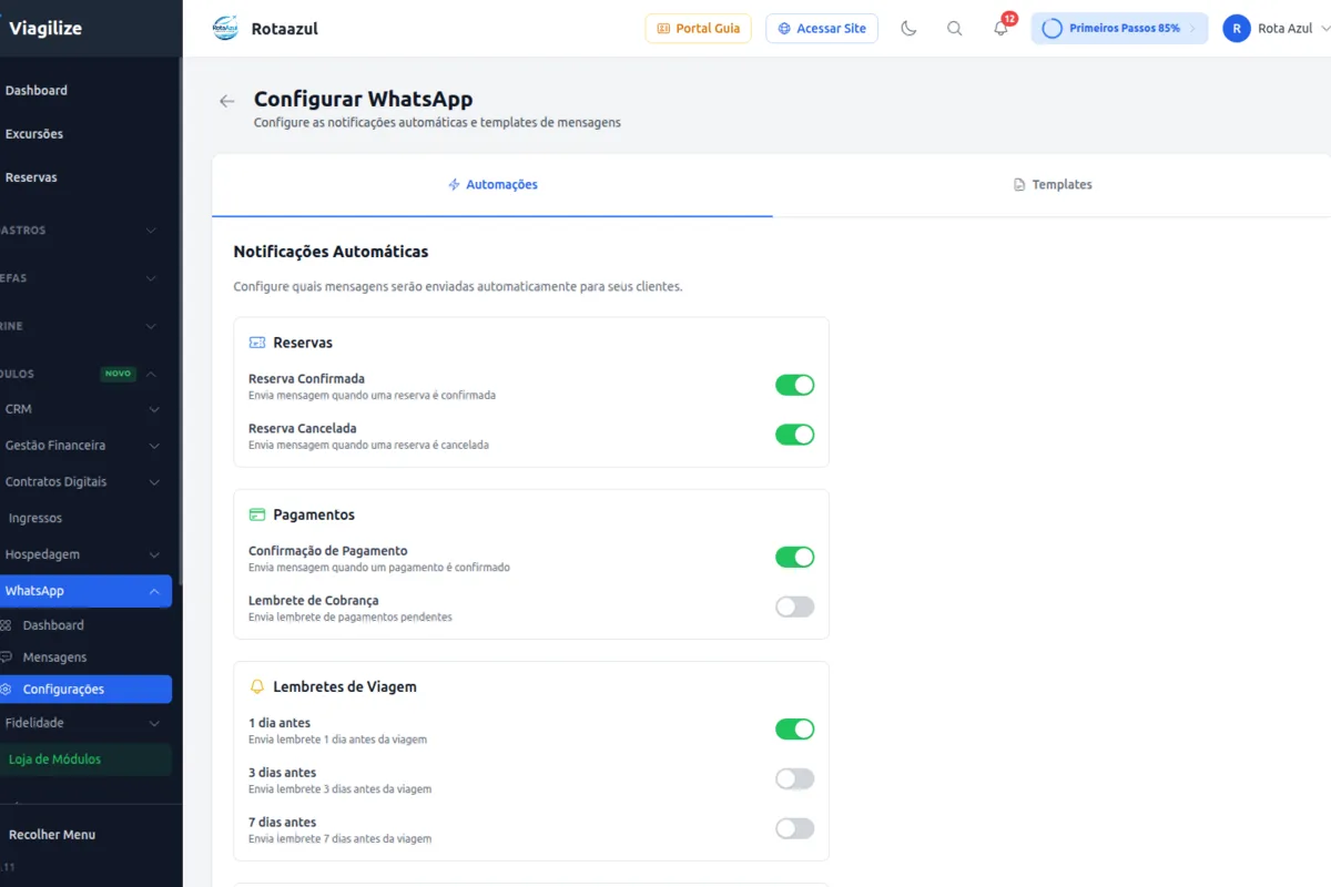 WhatsApp Automático para Excursões - Viagilize
